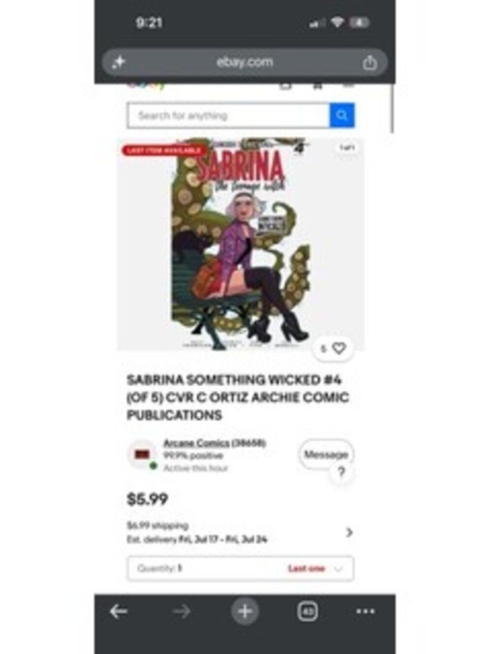 Sabrina Something Wicked #4 (of 5) CVR C Ortiz Archie Comic Publications